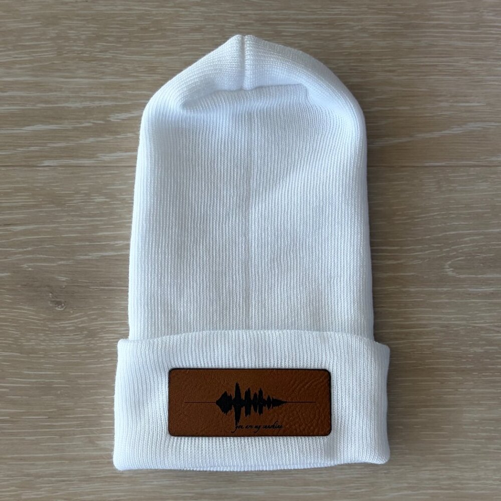 NEW You Are My Sunshine Cotton Baby Beanie Newborn White Modern Minimalist
